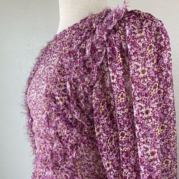 Anthropologie O.P.T Floral Ruffle Long Sleeve Flare Dress Size S EUC - Picture 4 of 8